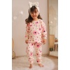 Üç İplik Şardonlu Çiçek Baskılı Kız Çocuk Günlük Takım