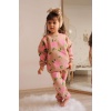 Üç İplik Şardonlu Çiçek Baskılı Kız Çocuk Günlük Takım
