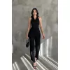 Kadın Siyah Degaje Yaka Bluz ve Pantolon İkili Takım