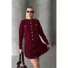 Kadın Triko Mini Etek Hırka Takım – Bordo
