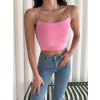 Kadın İp Askılı Kısa Crop - Pembe