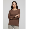 Kahverengi Basic Uzun Kollu Viskon Kadın Bluz
