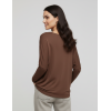 Kahverengi Basic Uzun Kollu Viskon Kadın Bluz