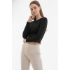 Kaşkorse Dantelli Crop Bluz - Siyah
