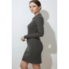Kadın Fermuarlı Polo Yaka Gri Elbise