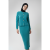 Kadın Turkuaz Hırka Elbise İkili Takım
