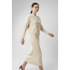 Kadın Hırka Elbise İkili Takım - Krem