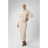 Kadın  Krem Hırka Elbise İkili Takım
