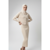 Kadın  Krem Hırka Elbise İkili Takım
