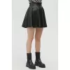 Kadın Mini Kloş Siyah Renkli Suni Deri Etek