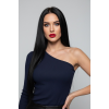 Lacivert Tek Omuz Uzun Kollu Kaşkorse Kadın Bluz