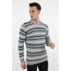 Çizgi Desenli Kalın Kışlık Erkek Günlük Triko Kazak