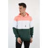 Üç Şardonlu Kapşonlu Parçalı Kanguru Cepli Erkek Günlük Sweatshirt