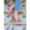 Pembe Deri Kadın Stiletto - 6 cm İnce Topuklu Düğüm Detaylı Günlük Ayakkabı
