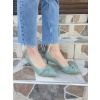 Mint Yeşili Düğüm Detaylı Kadın Stiletto - 6 cm İnce Topuklu Yumuşak Deri Günlük Ayakkabı