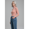 Kadın Pudra Pembe Tam Boğazlı Fitilli Triko Kazak - Yumuşak Dokulu Kışlık Slim Fit Örme Bluz