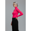 Kadın Fuşya Pembe Boğazlı Slim Fit Kışlık Triko Kazak - Yumuşak Dokulu Esnek Bluz