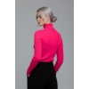 Kadın Fuşya Pembe Boğazlı Slim Fit Kışlık Triko Kazak - Yumuşak Dokulu Esnek Bluz