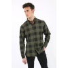 Erkek Günlük Büyük Kare Desenli Likralı Gömlek