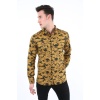 Erkek Günlük Likralı Kamuflaj Desenli Gömlek