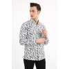 Erkek Günlük Yaprak Desenli Likralı Gömlek