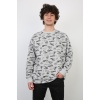 İki İplik Yazı Baskılı Oversize Erkek Günlük Sweatshirt