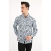 Erkek Günlük Yaprak Desenli Likralı Gömlek