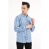 Erkek Günlük Dik Çizgili Likralı Gömlek