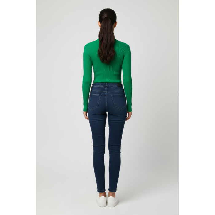 Kadın Yeşil Boğazlı Triko Kazak