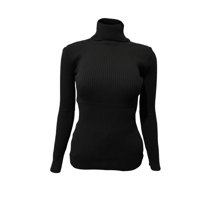 Kadın Siyah Boğazlı Triko Kazak