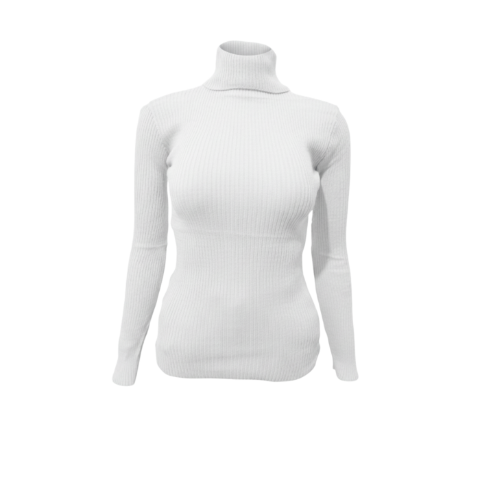 Kadın Beyaz Boğazlı Triko Kazak