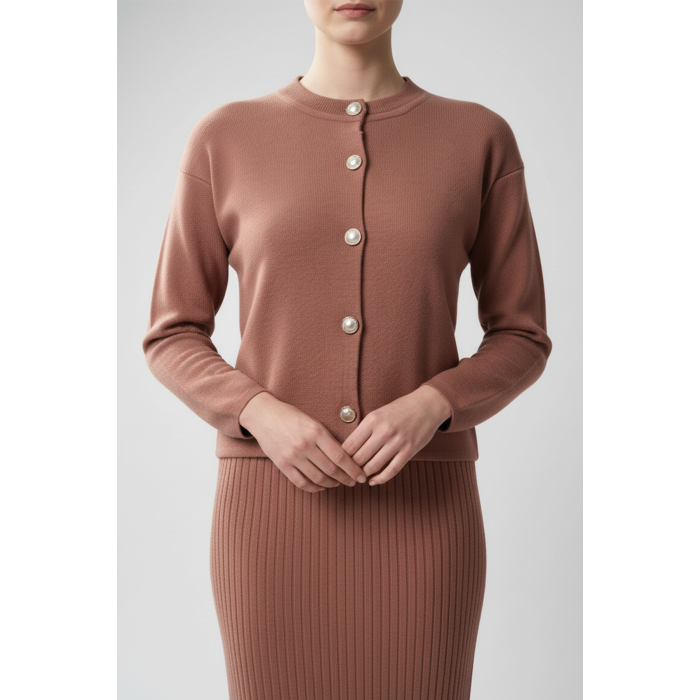 Kadın Hırka Elbise İkili Takım - Kiremit