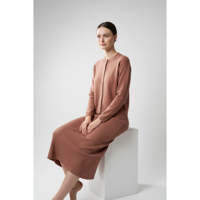 Kadın Hırka Elbise İkili Takım - Kiremit