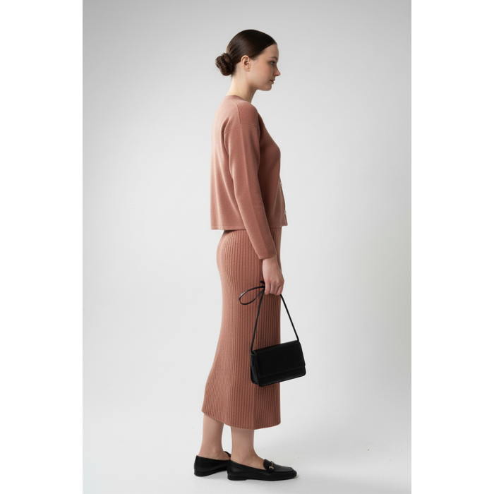 Kadın Hırka Elbise İkili Takım - Kiremit