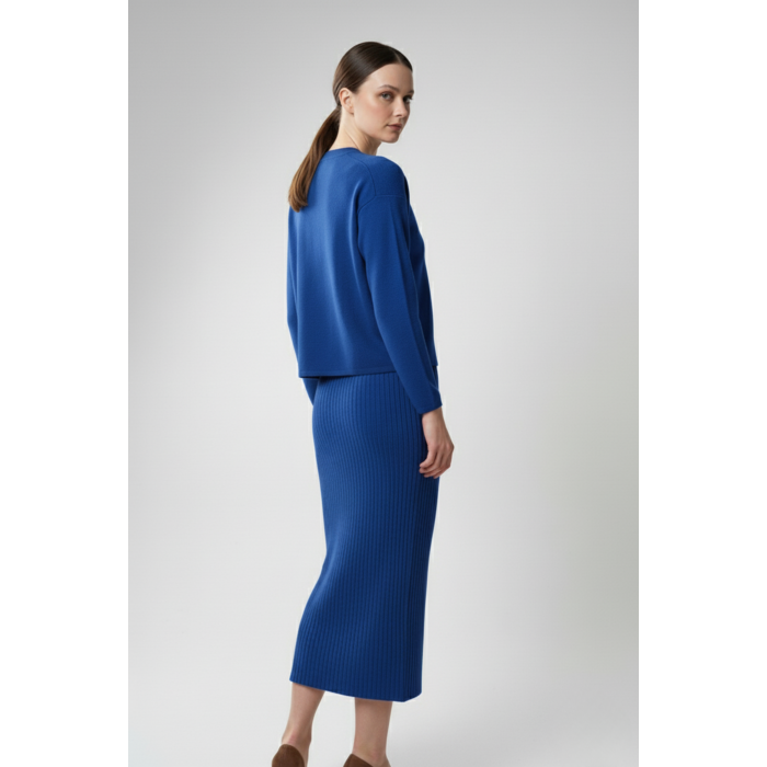 Kadın Hırka Elbise İkili Takım - Mavi