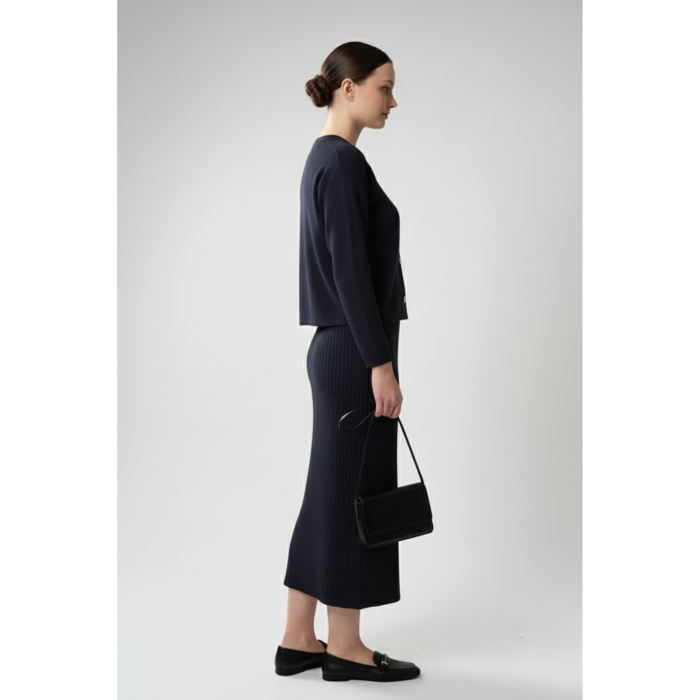 Kadın Hırka Elbise İkili Takım - Lacivert