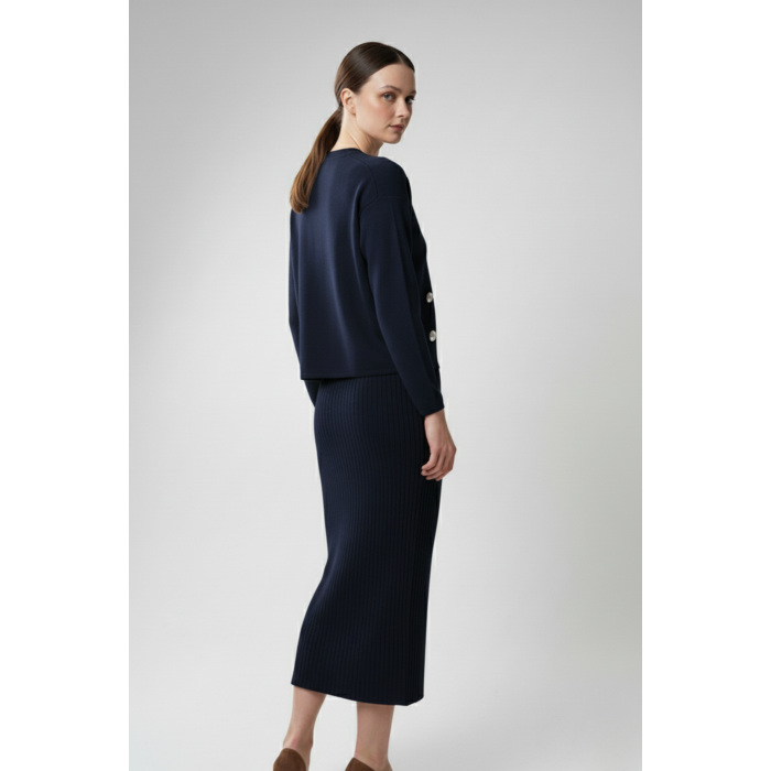 Kadın Hırka Elbise İkili Takım - Lacivert