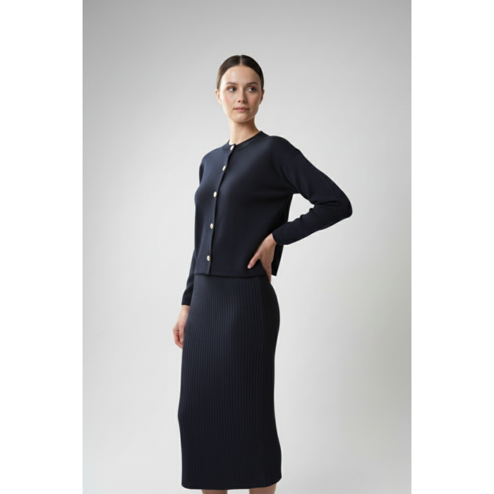 Kadın Hırka Elbise İkili Takım - Lacivert