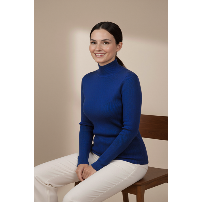 Kadın Mavi Balıkçı Yaka Bluz