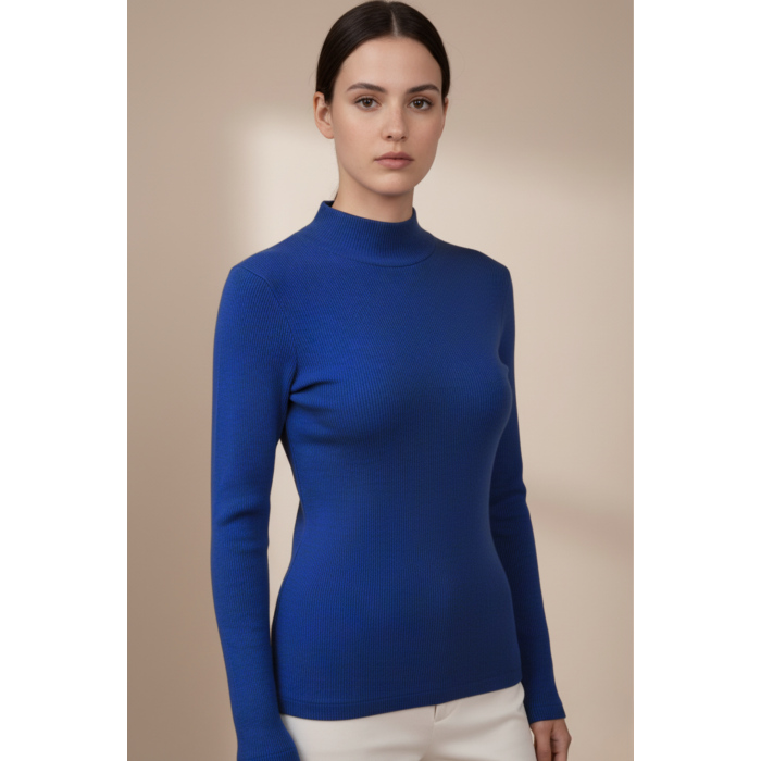 Kadın Mavi Balıkçı Yaka Bluz