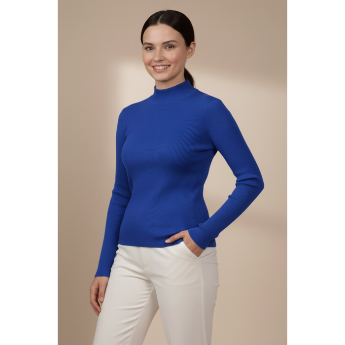 Kadın Mavi Balıkçı Yaka Bluz