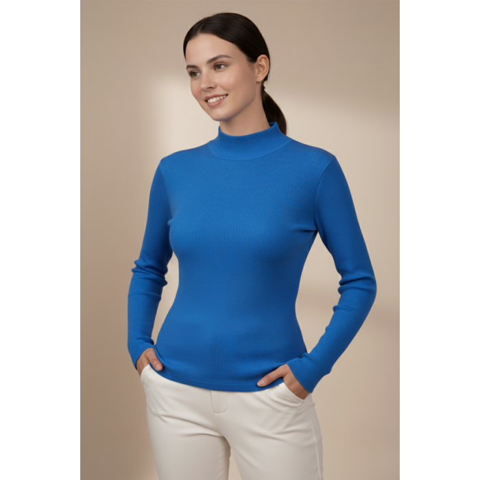 Kadın Mavi Balıkçı Yaka Bluz