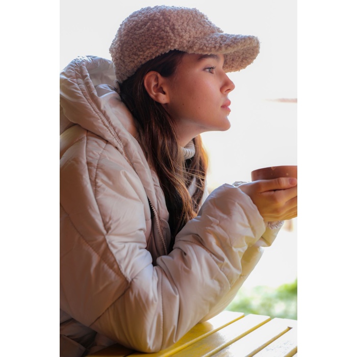 Kapitone Kumaş Fermuarlı Oversize Salaş Kadın Mont