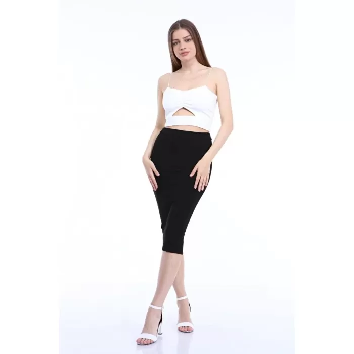 Kadın Siyah Kaşkorse Kalem Etek