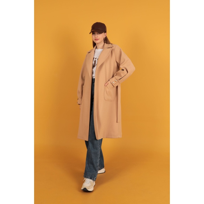 Örme Kaşe Kadın Kaban-Somon