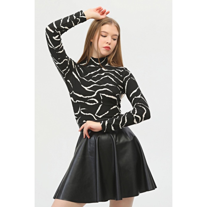 Kadın Zebra Desen Bluz