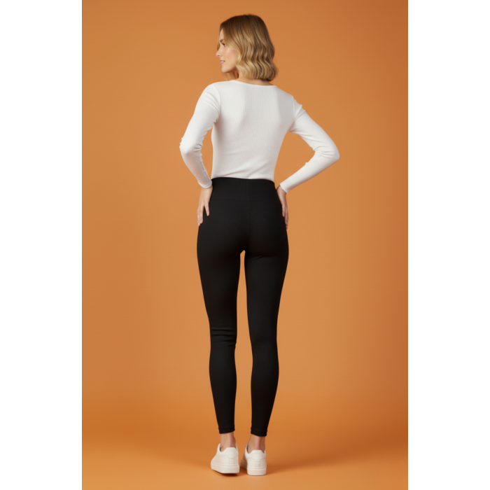 Kadın Fitilli Siyah Tayt