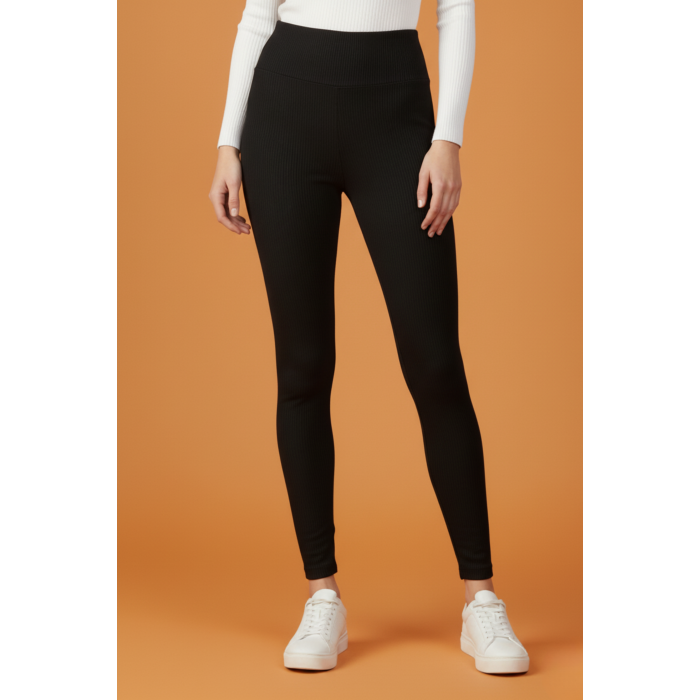 Kadın Fitilli Siyah Tayt