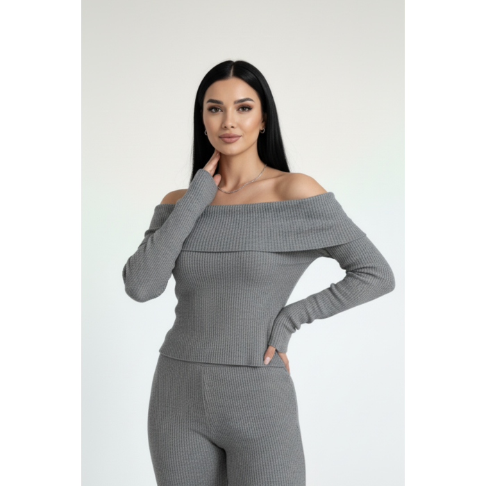 Kadın Madonna Yaka Gri Alt Üst Takım