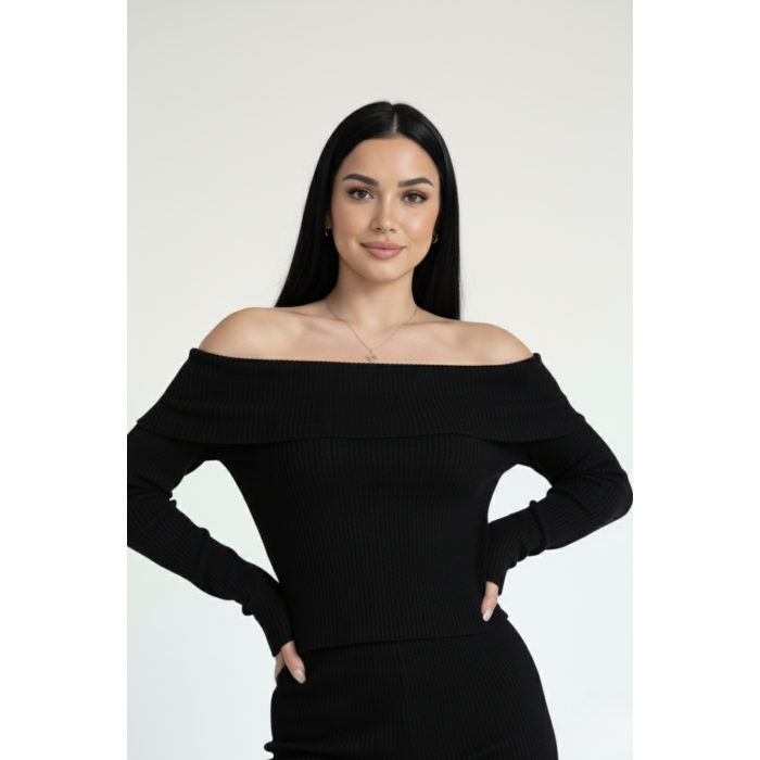 Kadın Madonna Yaka Siyah Alt Üst Takım